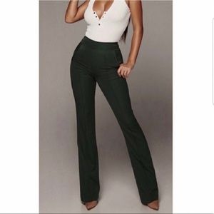 JLUXLABEL Green Modern High Waisted Trouser